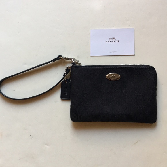 Coach Handbags - Coach Signature Print Black Wristlet